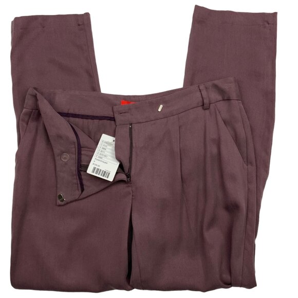 Anthropologie Cartonnier Tencel Pant 4 Purple Pleated Front Straight Leg Fall - Picture 3 of 12